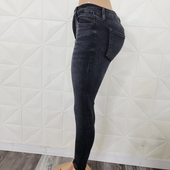 Good American Women's Black Dark Wash Good Legs Distressed Skinny Jeans Sz 4/27 - Picture 4 of 8